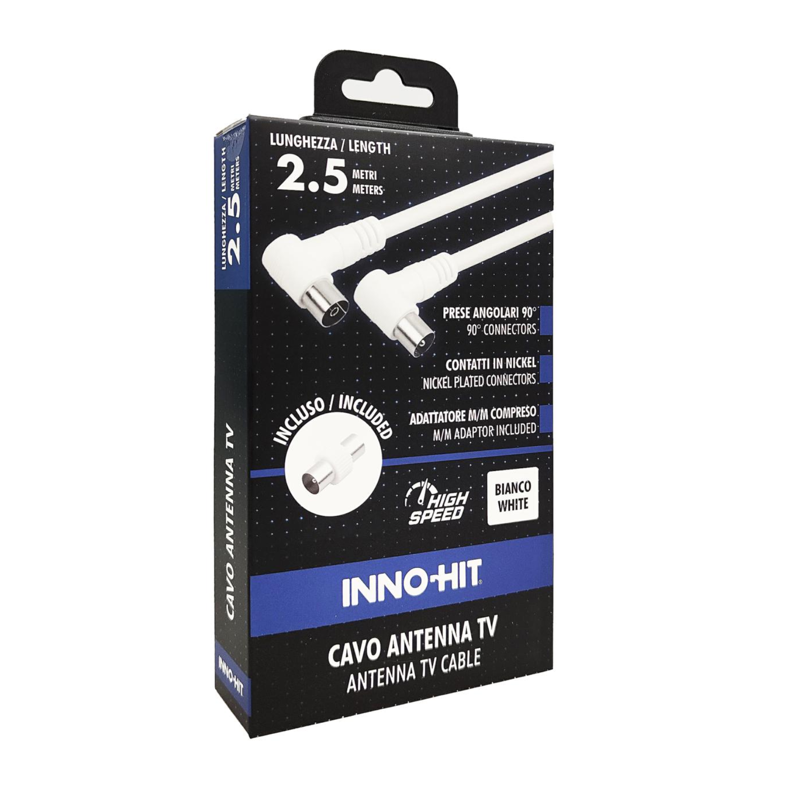 Cavo Antenna Inno-Hit  M/F Spina 90° 2.5m Bianco