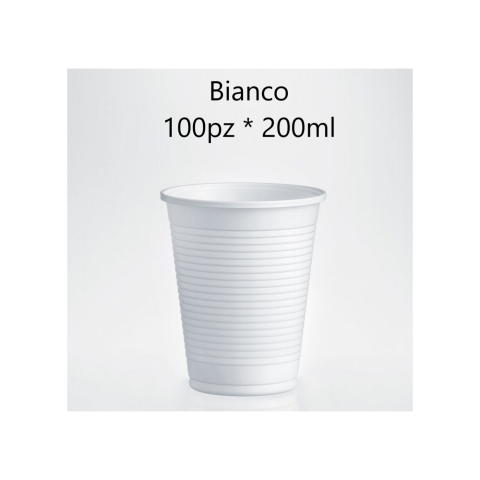 Bicchiere di Plastica Bianco Elios in polipropilene 200ml 100pz