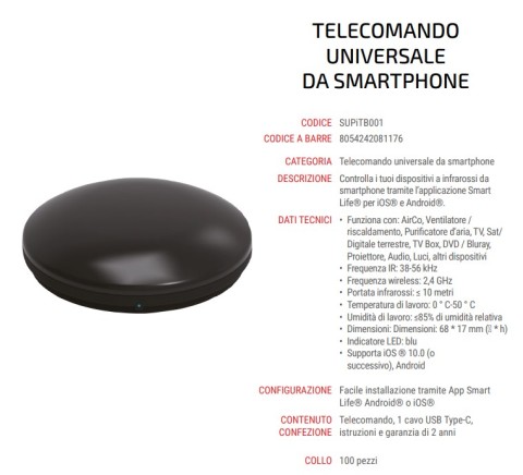 Telecomando universale Superior smart ir da Smartphone Alexa Google Smartlife