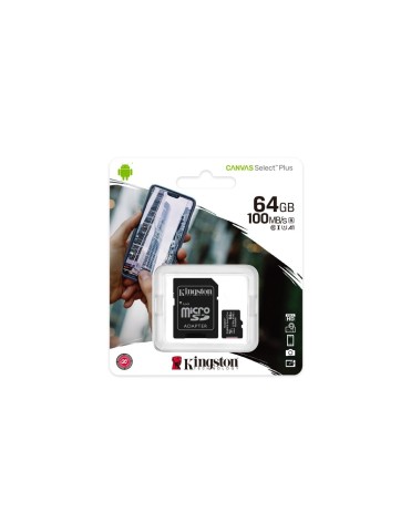 Micro sd 64gb Kingston Canvas select Plus Classe 10 + Adattatore SDCS2/64GB