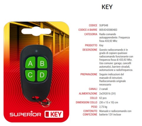 Telecomando Superior universale programmabile per cancelli key