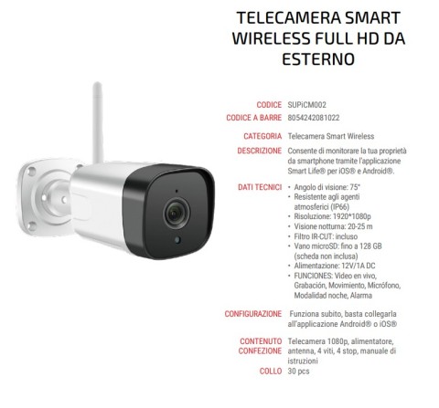 Telecamera di sorveglianza smartlife camera da esterno ip66 fhd