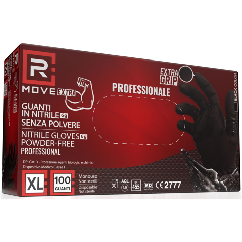 Guanti monouso Rmove professional extra grip 6gr tg XL- 100pz neri