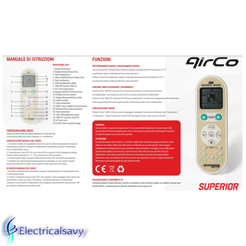 Telecomando superior universale climatizzatori airco simply     