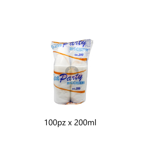 Bicchiere di Plastica Bianco SeaParty polipropilene 200ml 100pz