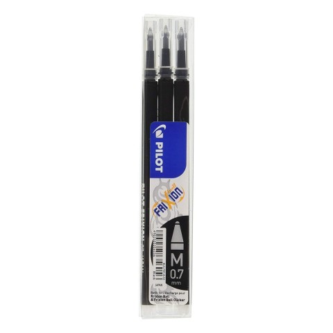 Refill penne a sfera Pilot Frixion Ball e Clicker 0,7 mm Set 3 pezzi Nero