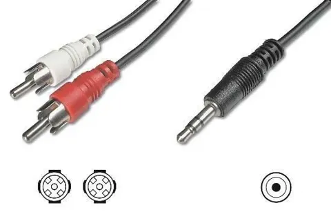 Cavo audio digitus 2rca mm a 1 jack 3,5 m 1,5mt lkc3518