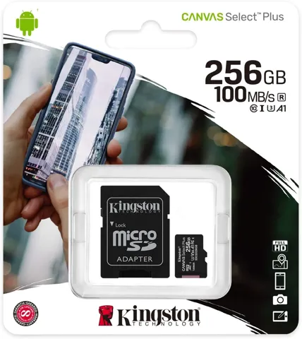 Micro sd 256gb Kingston sdcs2/256gb  cl10 uhs-i 100mb/s + adatt.