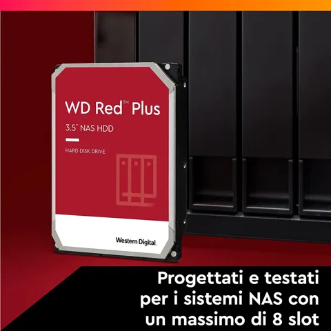 Hard Disk Interno WD Rosso Plus 8TB 3.5" per Nas 5640rpm-WD80EF