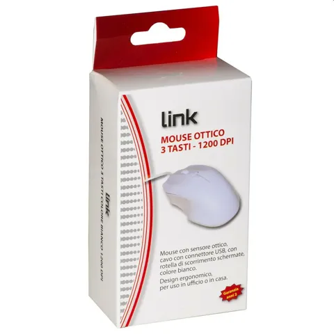 Mouse Link usb colore bianco 1200 dpi 1,40 mt lkmos11