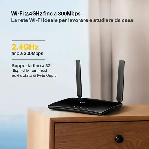 Router Tp Link 300mb 4g lte 4porte  1 wan- 2 antenne tl-mr6400