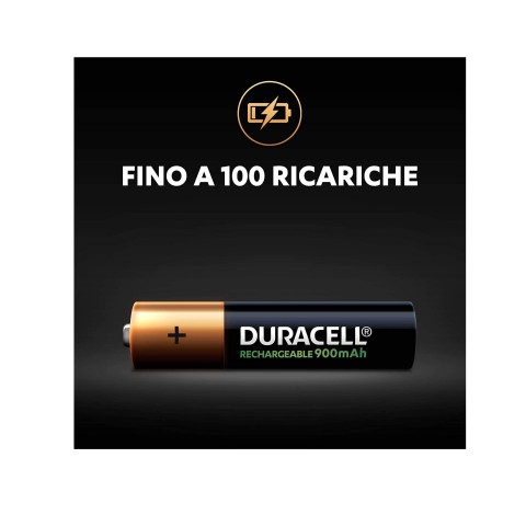 Batteria ministilo Duracell ricaricabili 2pz 900mah AAA HR03/DX2400