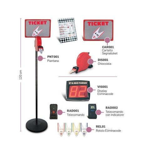 Set eliminacode completo display + telecomando + piantana