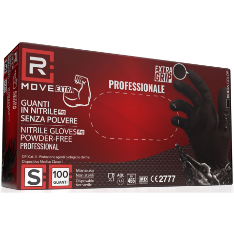 Guanti monouso Rmove professional extra grip 6gr tg S- 100pz neri