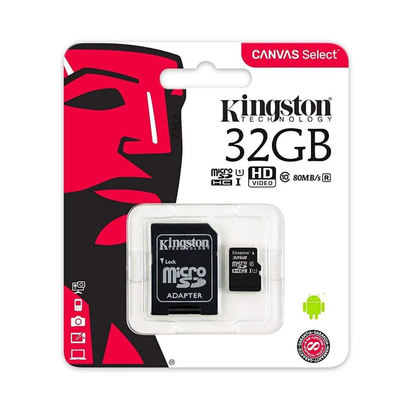 Micro sd Kingston 32GB classe 10 con Adattatore SD