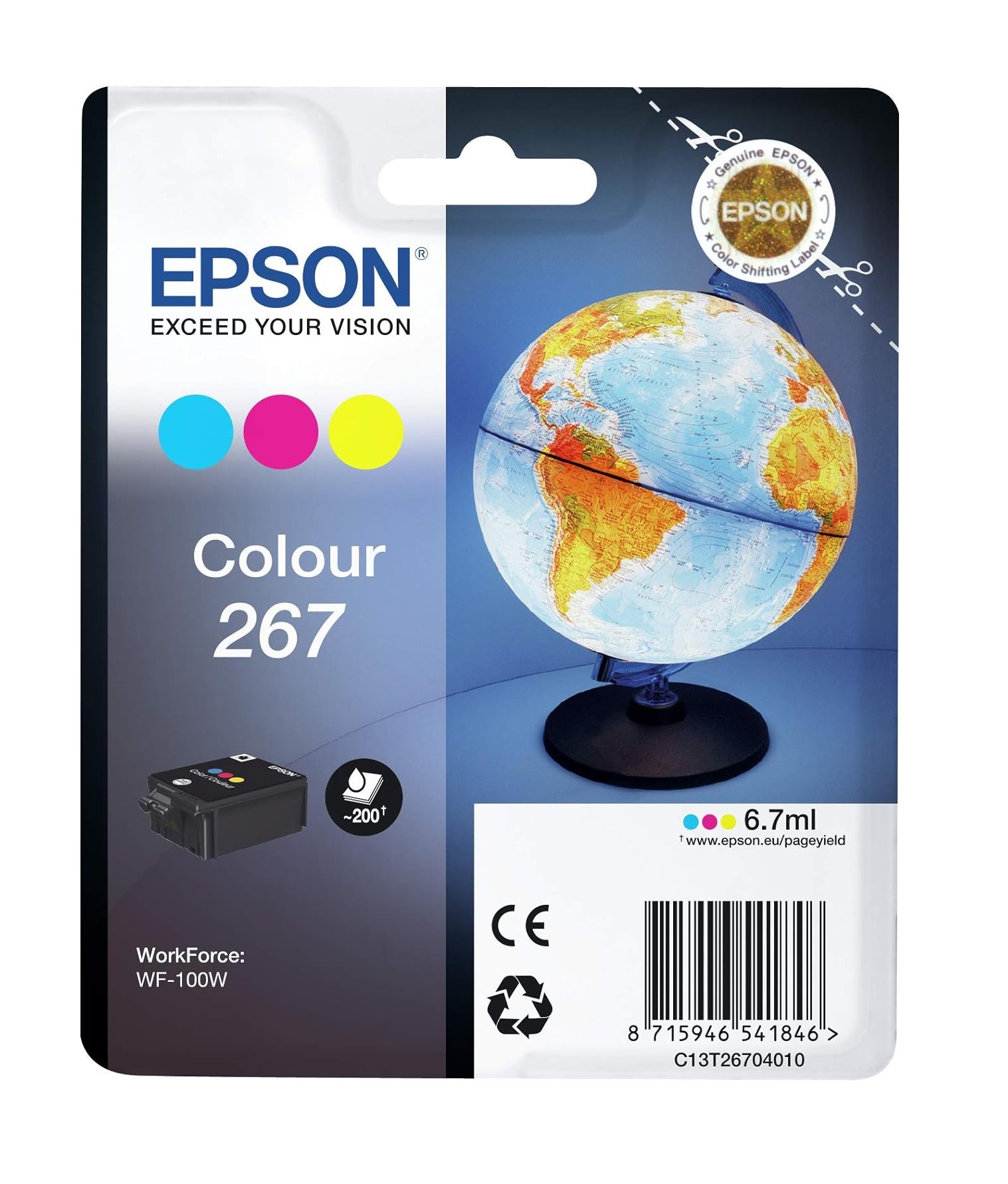 Cartuccia originale Epson T267 giallo, ciano, magenta WF-100W