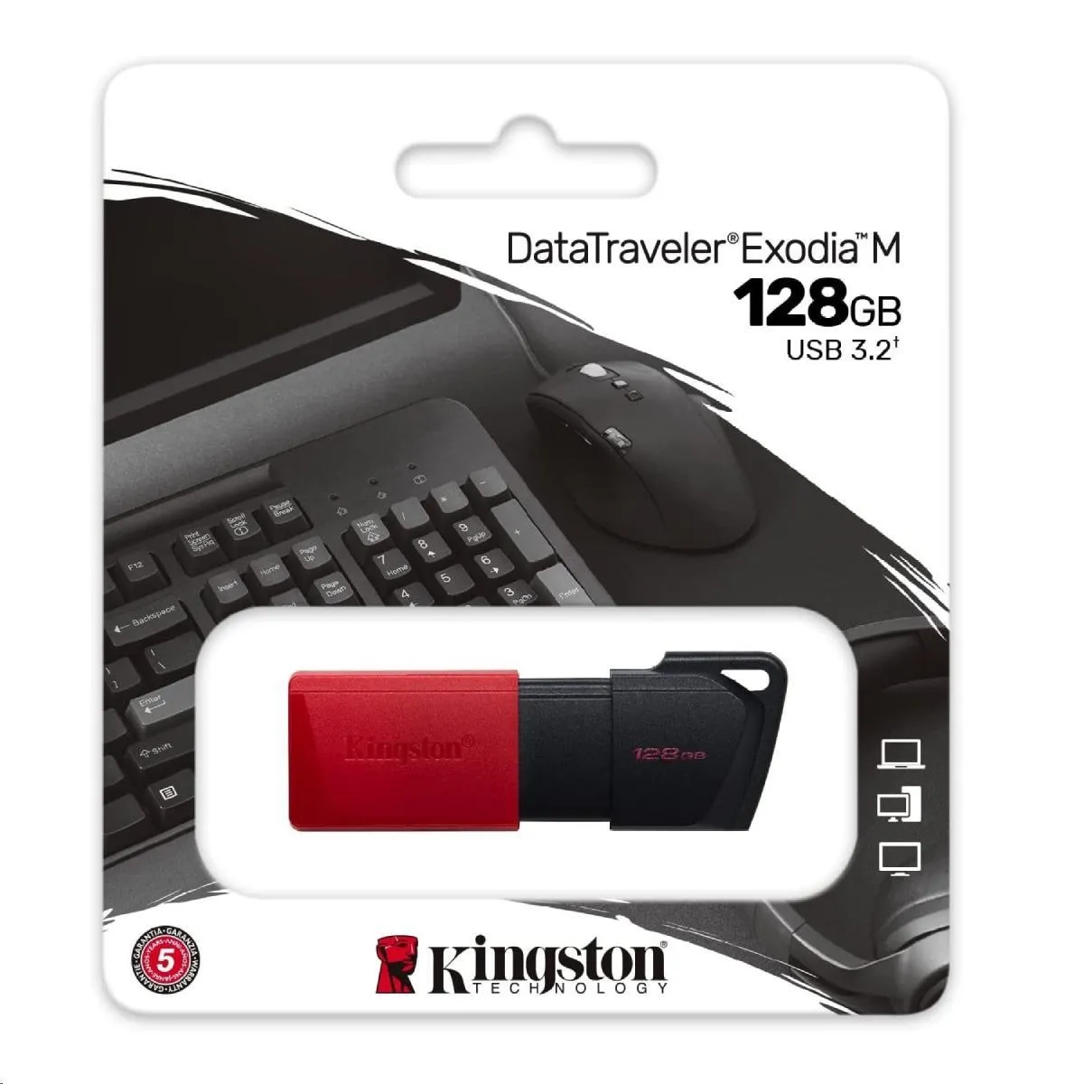 Pen drive 128gb Kingston usb-a 3.2 dtxm/128gb nero/rosso