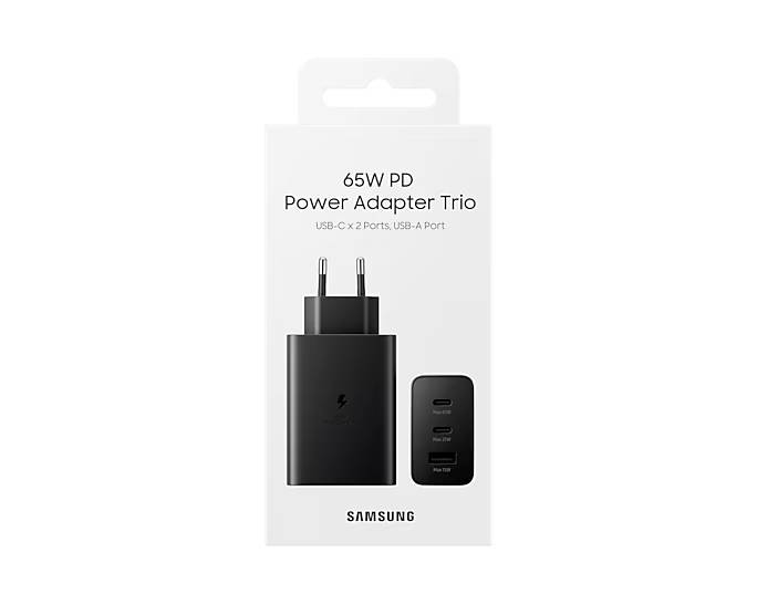 Caricabatterie Samsung 65W trio EP-T6530 FC usb-c/usb-a black