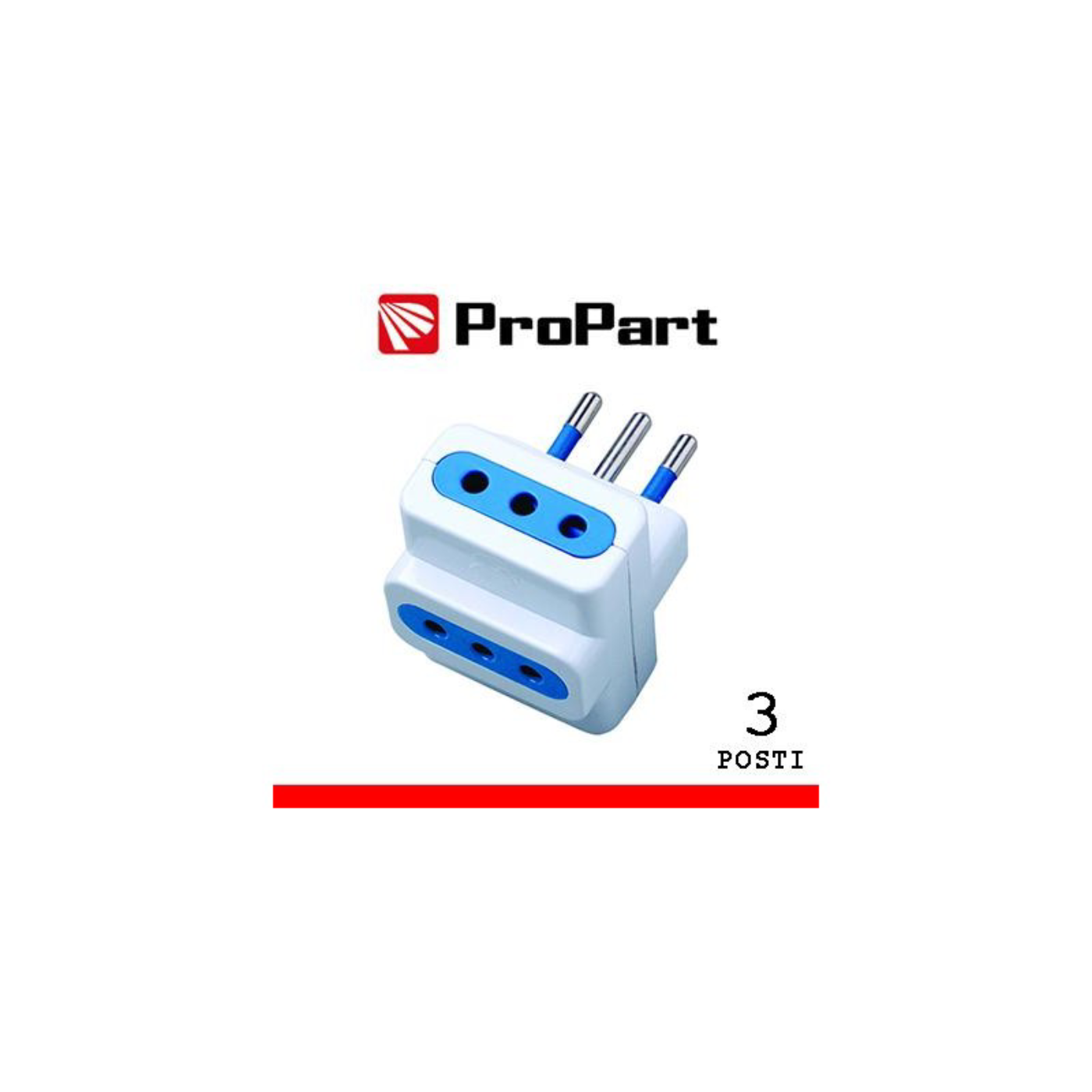 Adattatore triplo 3pos 10A spina 10A polybag