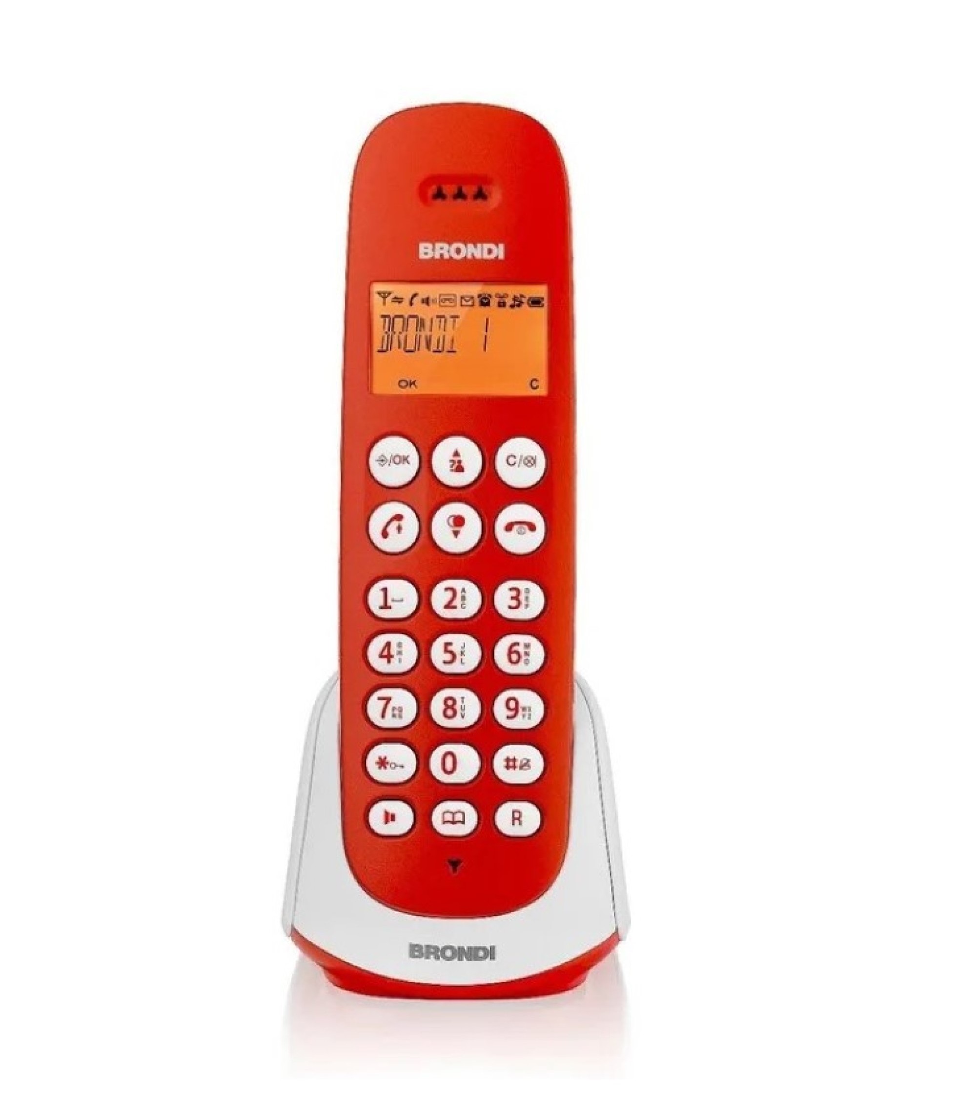 Telefono Cordless brondi adara rosso bianco