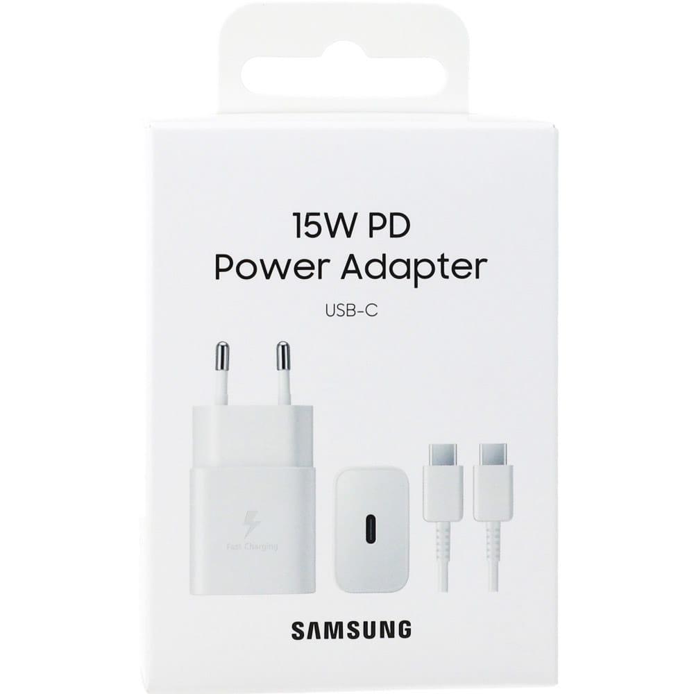 Caricabatterie Samsung 15W EP-T1510X PD USB-C + CAVO 1M USB-C Bianco