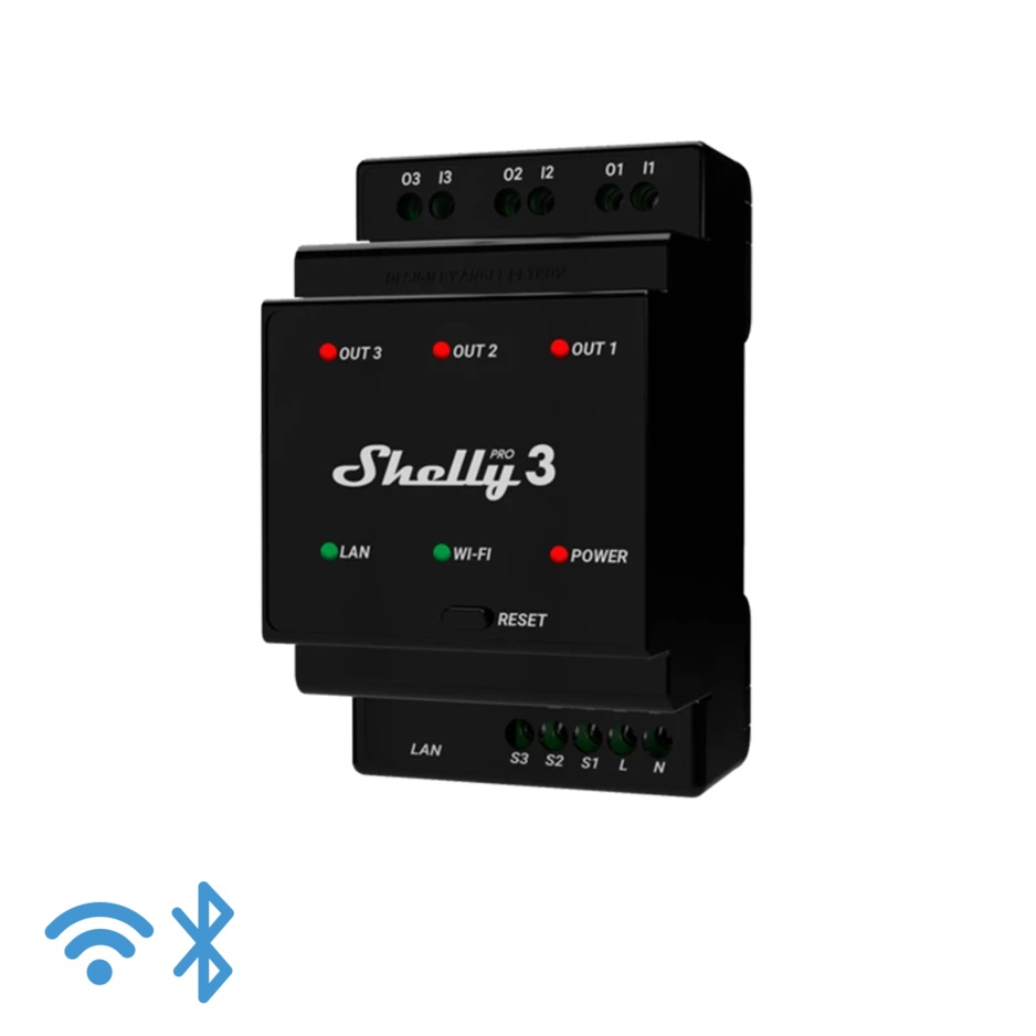 Relè ip smart Shelly Pro 3 WiFi LAN Bluetooth 3 Canali da16A