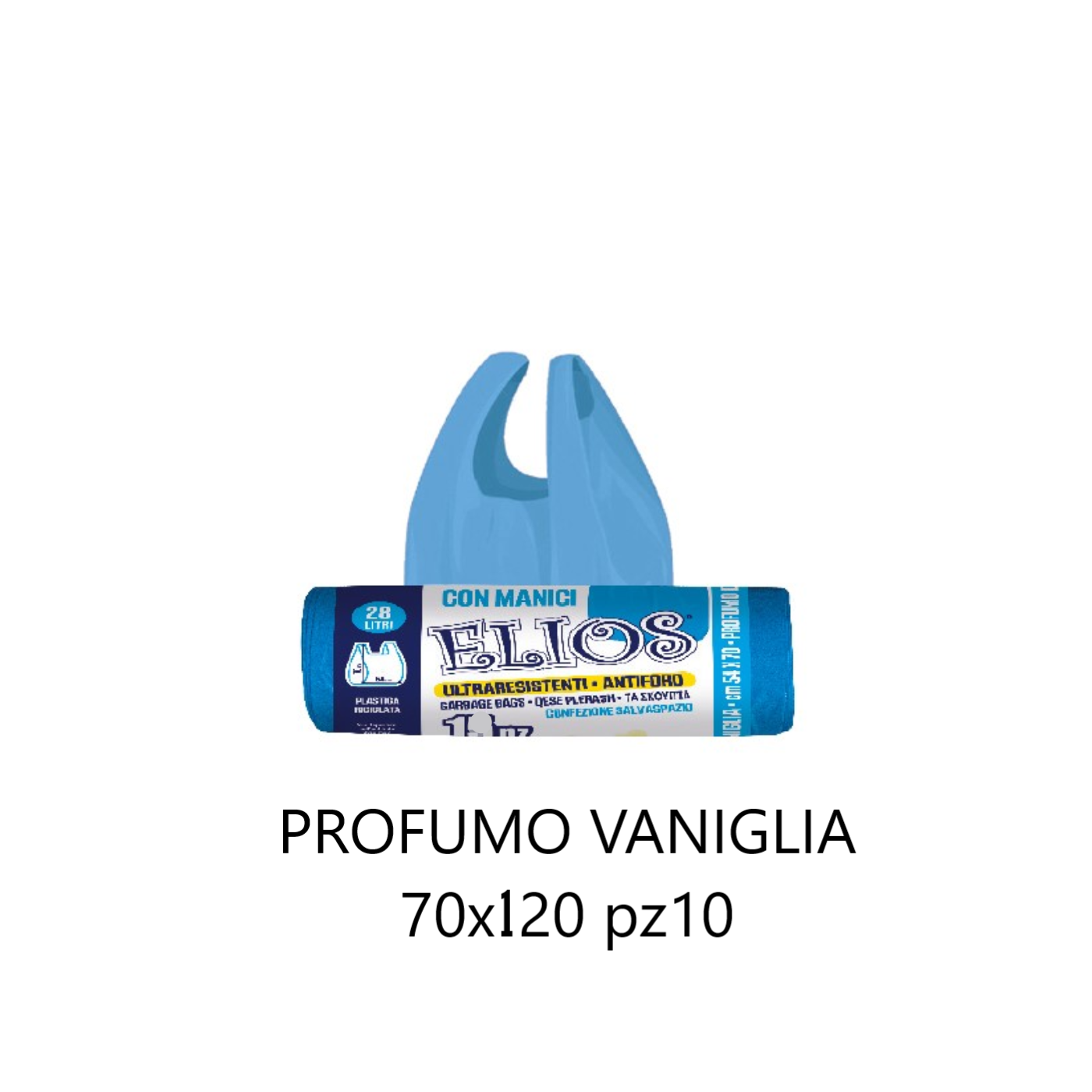 Rotolo sacchi Azzurro Elios 70x120 profumati con manici-10pz