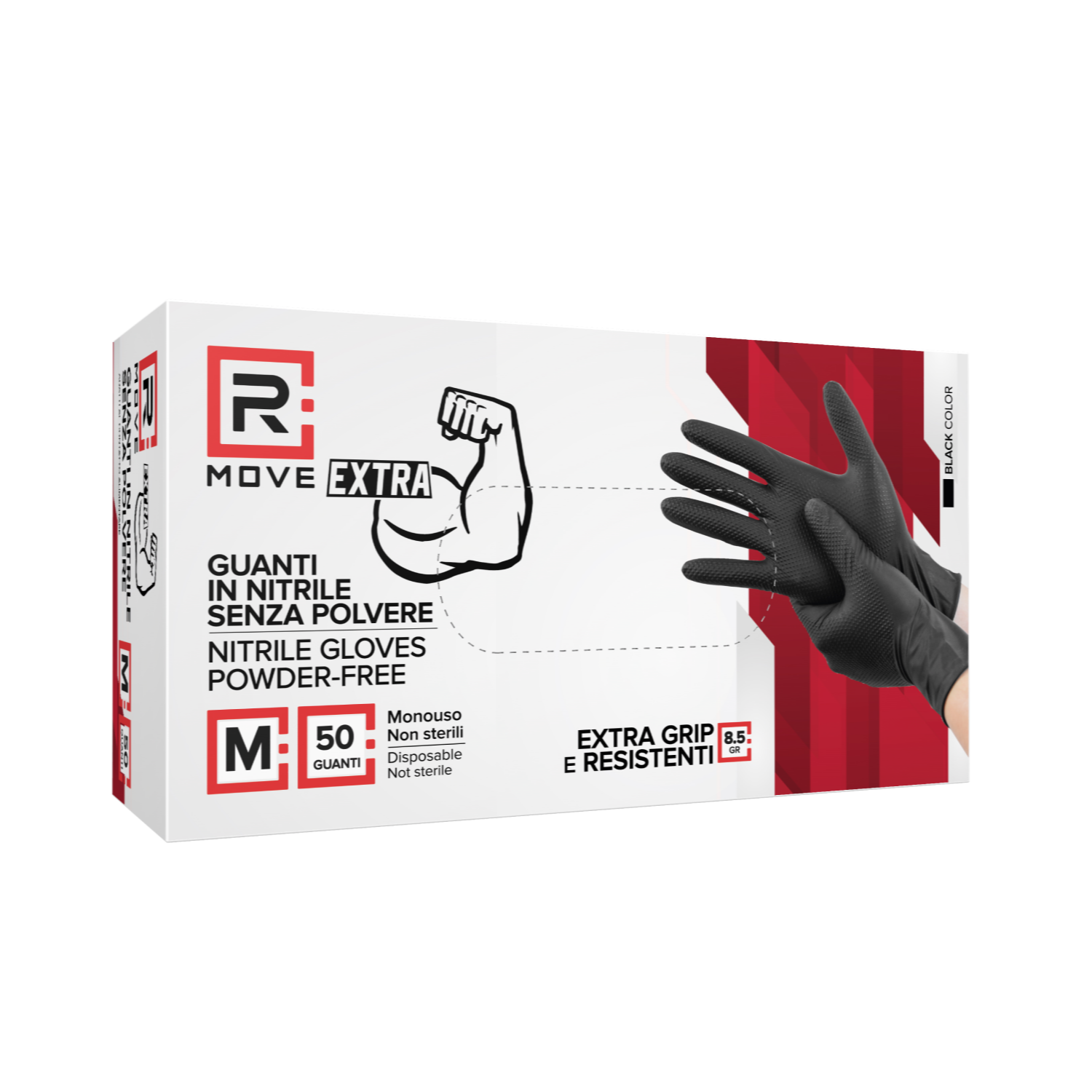 Guanti monouso Rmove professional extra grip 8.5gr tg M- 50pz neri